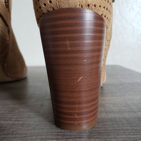 Sam Edelman Easton Perforated Suede Peep Toe Ankle Booties Brown Size Women's 11 - Picture 12 of 12